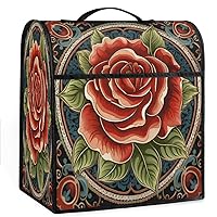 Red Rose Floral Pattern Stylish（03） Coffee Maker Dust Cover Mixer Cover with Pockets and Top Handle Toaster Covers Bread Machine Covers for Kitchen Cafe Bar Home Decor