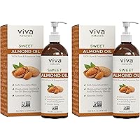 Almond Oil (16 oz); Sweet Almond Oil for Skin or Almond Oil for Hair, The Perfect Natural Body Oil for Women, Great as Unscented Massage Oil (Pack of 2)