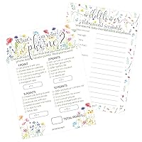 DISTINCTIVS Little Wildflower Girl Baby Shower Party Games - What's On Your Phone and Word Scramble (2 Game Bundle) - 20 Dual Sided Cards - Baby Shower Party Supplies