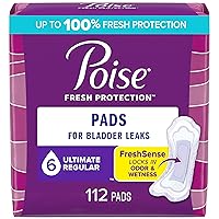 Incontinence Pads & Postpartum Incontinence Pads, 6 Drop Ultimate Absorbency, Regular Length, 112 Count, Packaging May Vary