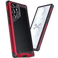 Ghostek ATOMIC slim S22 Ultra Case with Clear Back, Aluminum Bumper and S-Pen Access Military Grade Shock Absorbent Protective Phone Cover Designed for 2022 Samsung Galaxy S22 Ultra 5G (6.8inch) (Red)