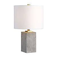 MY SWANKY HOME Concrete Block Cube Elegant Industrial Table Lamp | Modern Loft Gray Gold