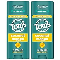 Tom’s of Maine Coconut Mango Natural Deodorant for Women and Men, Aluminum Free, 3.25 oz, 2-Pack