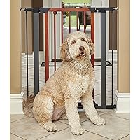 MidWest Homes for Pets Steel Pet Gate w/ Textured Graphite Frame & Decorative Wood Door, 29' -38' Wide, 39' High