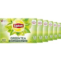 Lipton Decaffeinated Green Tea Bags for Health and Wellness, Hot or Iced, 40 Tea Bags (Pack of 6)