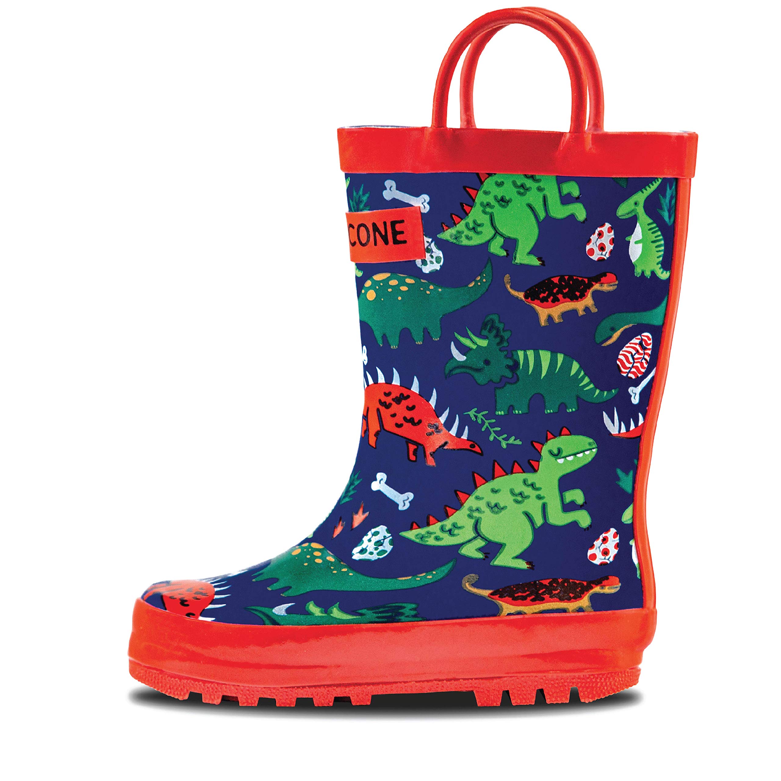 Lone Cone Rain Boots with Easy-On Handles in Fun Patterns for Toddlers and Kids