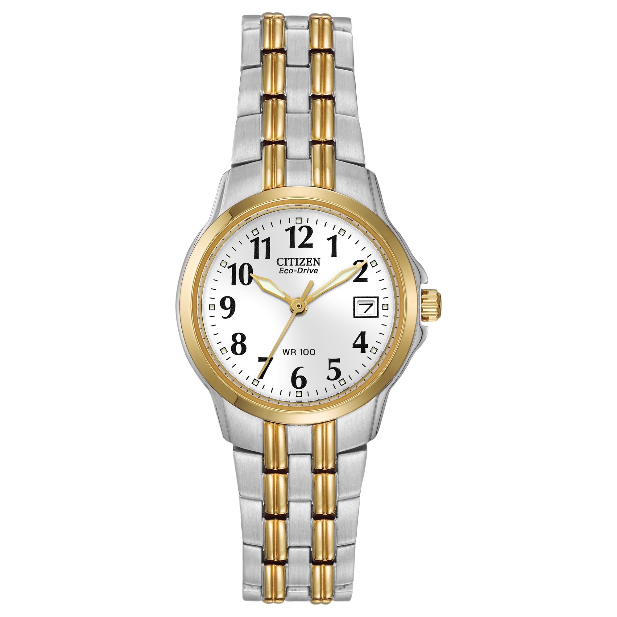 Citizen Women's Eco-Drive Dress Classic Watch in Two-tone Stainless Steel, White Dial (Model: EW1544-53A)