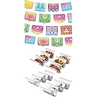 Taco Holder Set of 4 and Papel Picado Mexican Banner Pack of 5