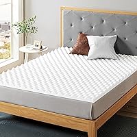 1.25 Inch Egg Crate Foam Mattress Topper, Cooling & Breathable, CertiPUR-US Certified, White