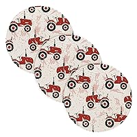 3 Pcs Large Trivet Mat for Hot Pots and Pans 15in Cotton Thread Weave Dish Holder for Bowl Kitchen Pot Protector Red Old Wheeled Tractors
