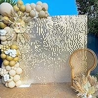 Light Gold Shimmer Backdrop Panels Shimmer Wall Backdrop 24 Packs for Party Wedding Engagement Birthday Parties Anniversary Decoration (6FTx4FT)