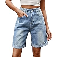 Womens 2024 Summer Jean Shorts Y2K Trendy Stretch Jean Shorts Low Rise Baggy Pull On Jean Shorts Cute Denim Shorts