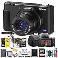Sony ZV-1 Digital Camera Black DCZV1/B, Pro Mic, 64GB Memory Card, Corel Photo Software, 2 x NP-BX1 Battery, Card Reader, LED Light, HDMI Cable, Deluxe Soft Bag, Charger, and More
