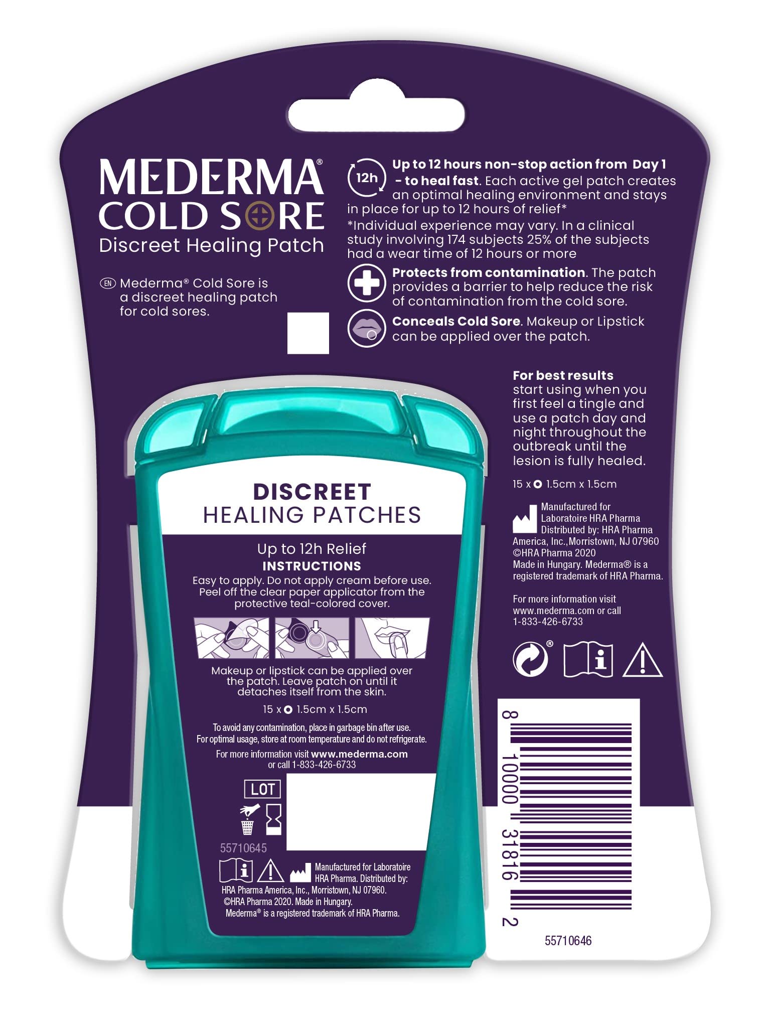 Mederma Fever Blister Discreet Healing Patch - A Patch That Protects and Conceals & Herpecin-L Lip Balm Stick 30 SPF 0.1 Ounce Tube Cold Sore Sun & Fever Blisters and Chapped Lips