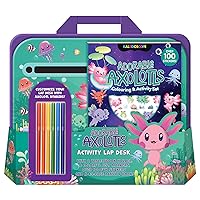 Kaleidoscope: Axolotls & Friends Coloring Set with Lap Desk - Portable, Themed Coloring & Activity Book, Includes 100+ Stickers & 6 Markers, Ages 3+