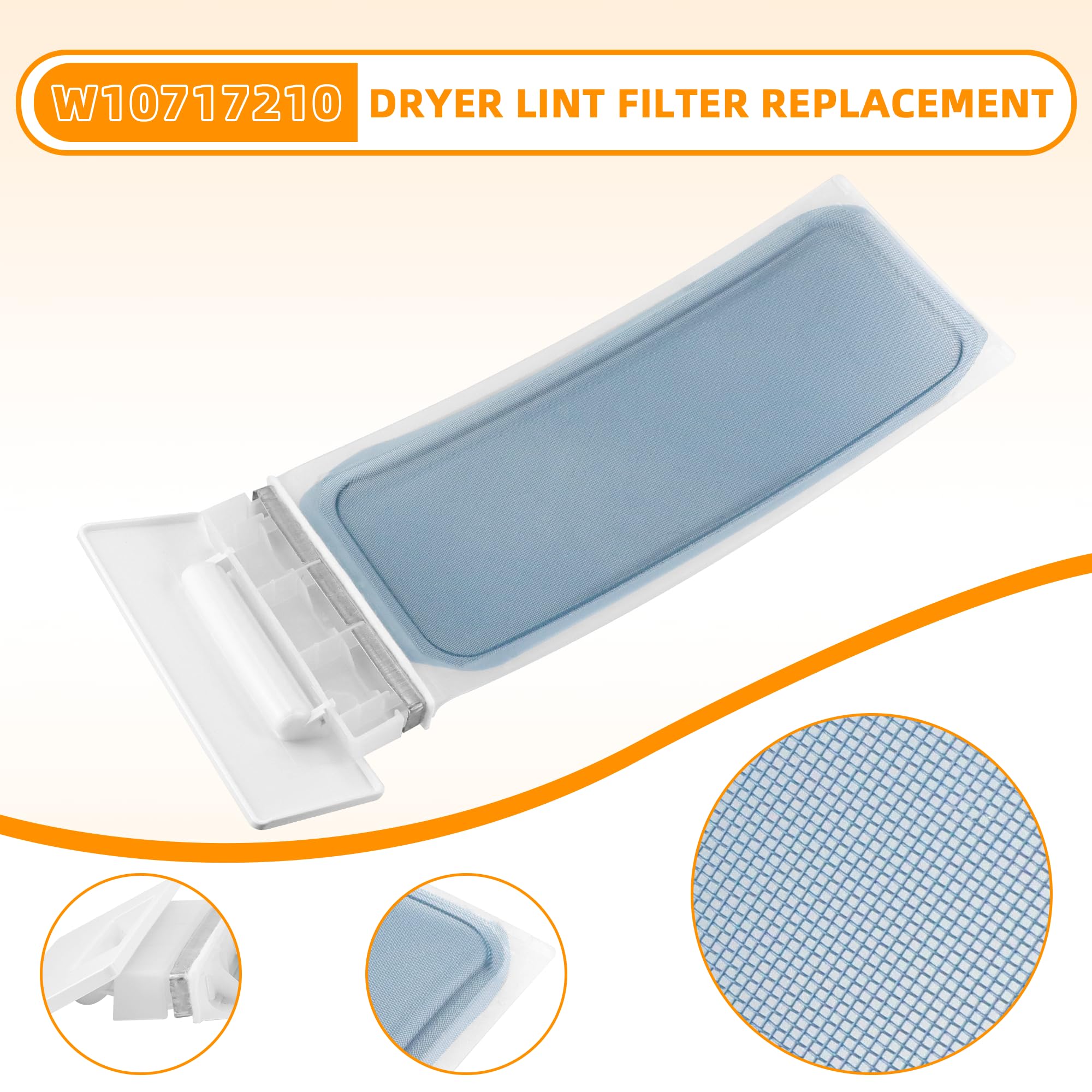 AMI PARTS W10717210 W11522758 Dryer Lint Filter Case Screen Replacement Parts Fit for whirl-pool, ken-more - Repalce 348846, 348851, 689465, 8557857, 8557882, 8558463, 8559787, 8565972, etc