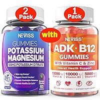 2Pack Potassium Magnesium + 1Pack Vitamin ADK with B12 Gummies