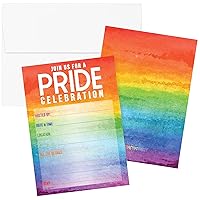 DISTINCTIVS Pride Celebration Party Invitations - Rainbow LGBTQ+ Festival Party Celebration - 10 Cards with Envelopes