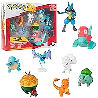 Pokemon Battle Ready! Figure Set, 8 Pieces - Playset with 2 & 3 inch Figures - Charmander, Bulbasaur, Squirtle, Lucario, Zubat, Appletun, Alolan Vulpix & Porygon - Gift for Kids, Boys, Girls