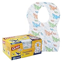 Glad For Kids Disposable Paper Bibs, 30 Ct - Disposable Bibs - Travel Bibs For Kids, Disposable Kids Bibs With Crumb Catcher