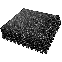 SUPERJARE 0.4 Inch Gym Flooring for Home Gym, 6 Tiles Gym Floor Mat with Heavy Duty Rubber Top, Interlocking Rubber Flooring Mats, 24