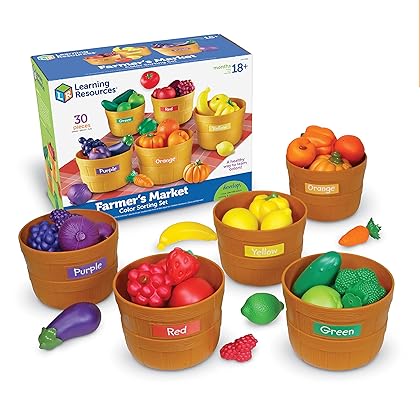 Learning Resources Farmer’s Market Color Sorting Set - 30 Pieces Age 18+ Months Toddler Learning Toys, Sorting Toys for Kids, Daycare Toys,Back to School