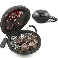 CASEMATIX Ultra-Compact Travel Dice Case and Dice Holder for up to 21 RPG Dice with Non-Scratch Interior and Metal Carabiner - Hard Shell 3