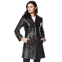 Smart Range New CLAIRE Ladies Fashion Fitted Black KNEE-LENGTH Real Leather Jacket Coat 3457