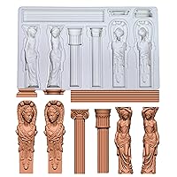 Roman Column,Goddess Sculpture,Greek Marble Pillars,Bas Relief Retro,Fondant,Sugar Craft,Cake Decorating,Molds, Epoxy Resin Silicone,Baking DIY,Craft,Soap,Polymer Clay,Plaster