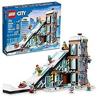 LEGO City Ski and Climbing Center 60366 Building Toy Set, 3-Level Building with a Ski Slope, 8 Minifigures and 2 Animal Figures for Imaginative Winter Sports Play, Christmas Toy for Kids and Ski Fans