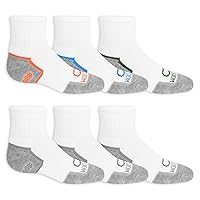 Fruit of the Loom boys Coolzone Cushioned - 6 Pair Pack Sock, White Assorted, 9-2.5 US