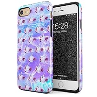 Compatible with iPhone 7/8 / SE 2020 Unicorn Head Pattern Cotton Candy Iridescent Rainbows Sparkle Water Boheme Shockproof Dual Layer Hard Shell + Silicone Protective Cover