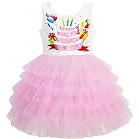 Sunny Fashion Girls Dress Birthday Princess Ruffle Dress Cake Balloon Print