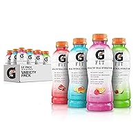 Fit Electrolyte Beverage, Healthy Real Hydration, Four Flavor Variety Pack, 16.9.Fl oz Bottles (Pack of 12)