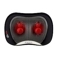 Homedics Back and Neck Massager, Portable Shiatsu All Body Massage Pillow with Heat, Targets Upper and Lower Back, Neck and Shoulders. Lightweight for Home, Office, Travel (Black)
