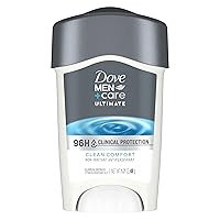 DOVE MEN + CARE Clinical Protection Antiperspirant Clean Comfort Stick for Men 96-Hour Sweat and Odor Protection Clinical Strength Antiperspirant with 1/4 Moisturizing Cream 1.7 oz