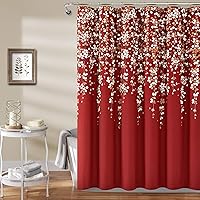 Lush Decor Weeping Flower Shower Curtain, 72 in x 72 in (H x W), Red