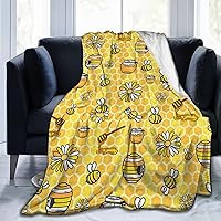 Funny Fleece Bed Blankets, Honey bee Throw Blankets, Spring Ultra Soft Game Blanket for Girls Men Gifts Kitchen Kindergarten 50