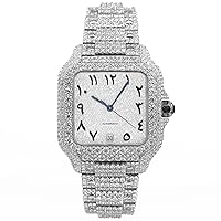 Arabic Dial Hip Hop Studded Luxury Fully Iced Out White VVS Moissanite Swiss Automatic Movement Handmade Watches for Men