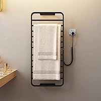 Towel Warmers, Towel Warmer Bathroom Fittings Heated Towel Rack, No Drilling Stainless Steel Smart Towel Dryer Towel Warmer/Black/Us