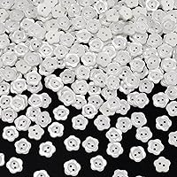 ANCIRS 300pcs Translucent Flower Shape Sewing Buttons for Clothes, 12.5mm Resin Flatback Buttons for Blouse Shirts DIY Craft Scrapbooking- White