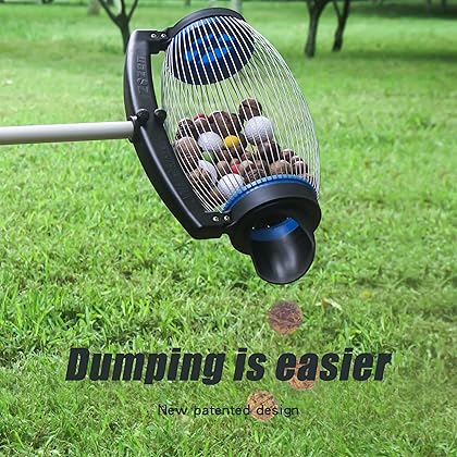 Zozen Nut Gatherer, Walnut Picker Upper Roller - Directly Dump Outlet | Apply to Pinecone, Hickory Nuts, Chestnuts, Buckeyes, Nerf Balls, Golf, Crab Apple Objects 1'' to 2-1/2''; 55 inch, 1.5 Gallon