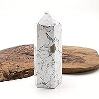 359g Natural White Turquoise Crsytal Obelisk/Quartz Crystal Wand Tower Point Healing