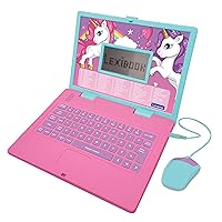 Unicorn Educational and Bilingual Laptop Spanish/English - Toy for Children with 124 Activities to Learn Mathematics, Dactylography, Logic, Clock Reading, Play Games and Music - JC598UNIi2