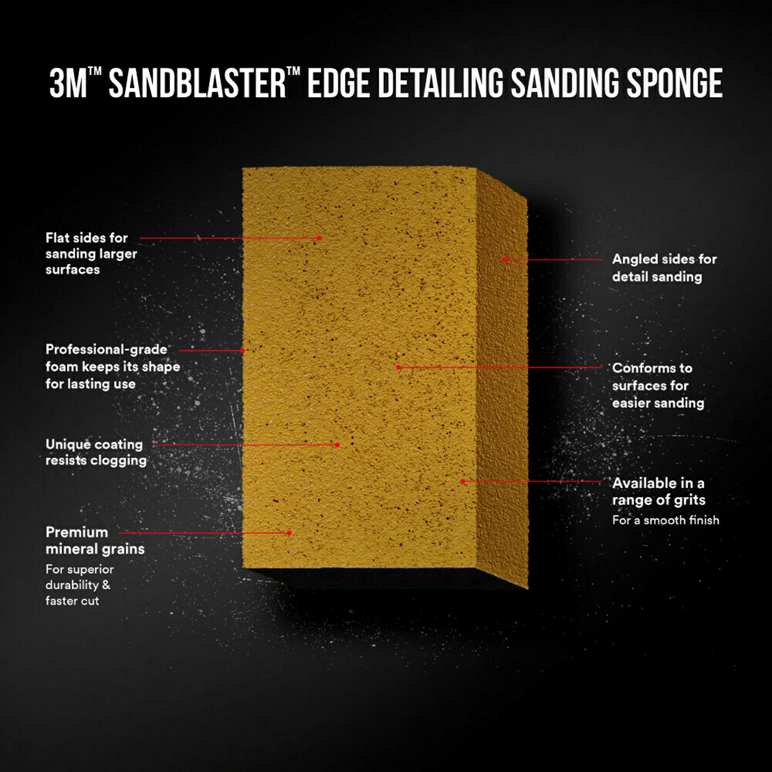 3M 9566-3PK Sanding Sponge, Gold