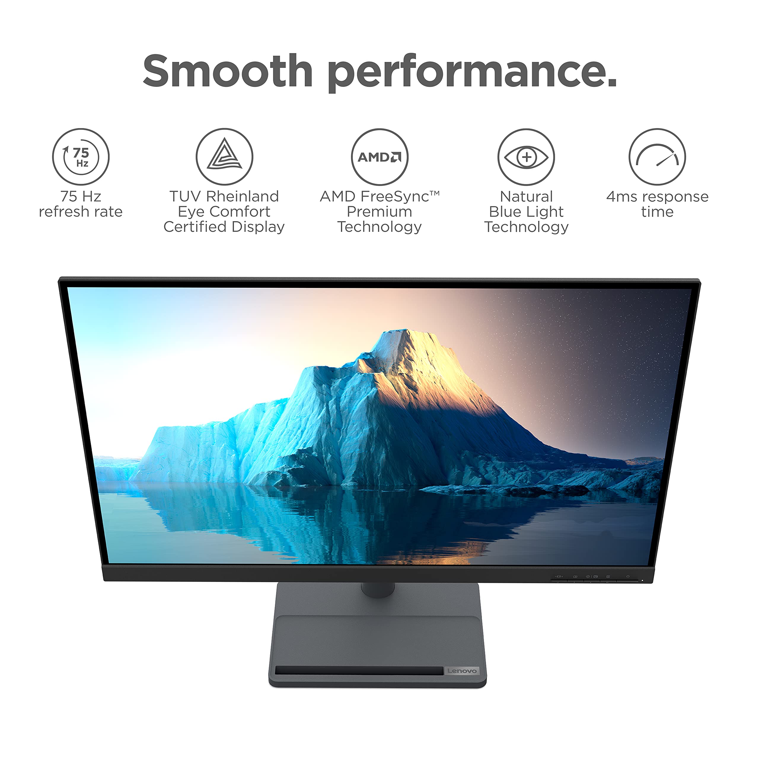 Lenovo L27q-35-2022 - Everyday Monitor - 27 Inch QHD - 75 Hz - AMD FreeSync - Low Blue Light Certified - Tilt Stand- Integrated Speakers - HDMI & DP