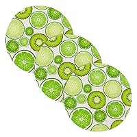 3 Pcs Hot Pad Trivet for Hot Dishes 15in Green Kiwi Lime Gold Lemon Cotton Thread Weave Pots Pans Set Holder for Hot Pot Home Decor