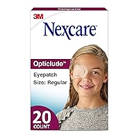 Nexcare Opticlude Eyepatch, Regular Size, Contoured for Fit, Brown, 20 Count (Pack of 3)