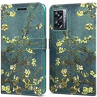 CoverON Pouch for OnePlus Nord N300 5G Wallet Case, RFID Blocking Flip Folio Stand Vegan Leather Phone Cover Sleeve 6 Card Slot Holder Fit 1+ OnePlus Nord N300 5G Case - Almond Blossoms Van Gogh