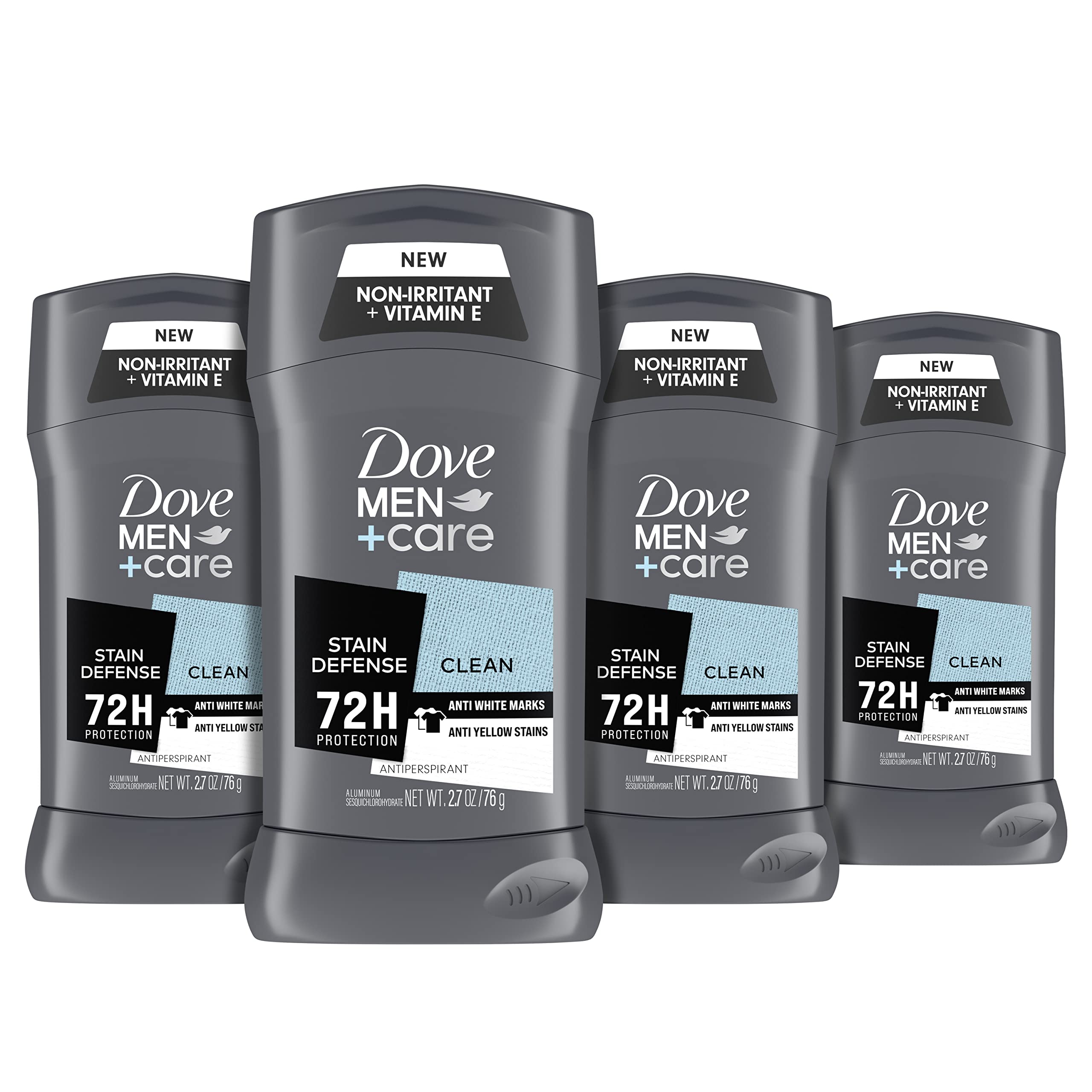 Dove MEN+CARE Antiperspirant Deodorant 72-hour anti-stain Protection Invisible Deodorant For Men, 2.7 Ounce (Pack of 4)